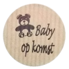 K110 rol @ 500 permanent rond 35 kraft zwart bedrukt baby op komst